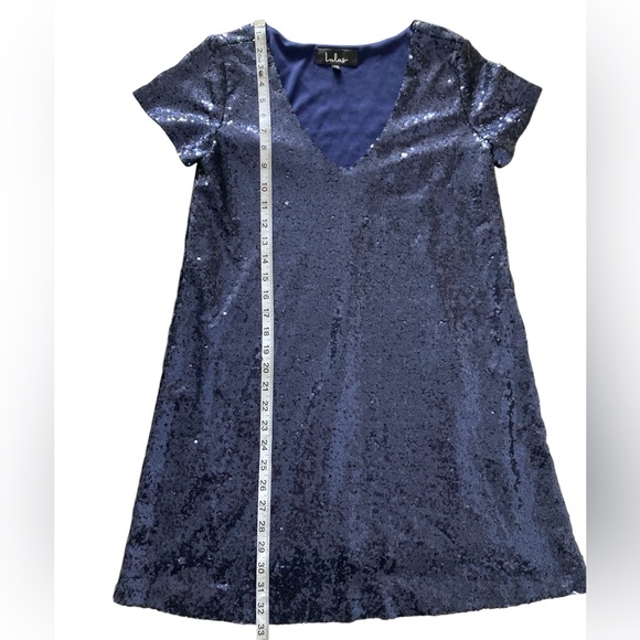 Lulu's Light Up the Night Navy Blue Sequin Shift Dress, Sz XS - Picture 5 of 9